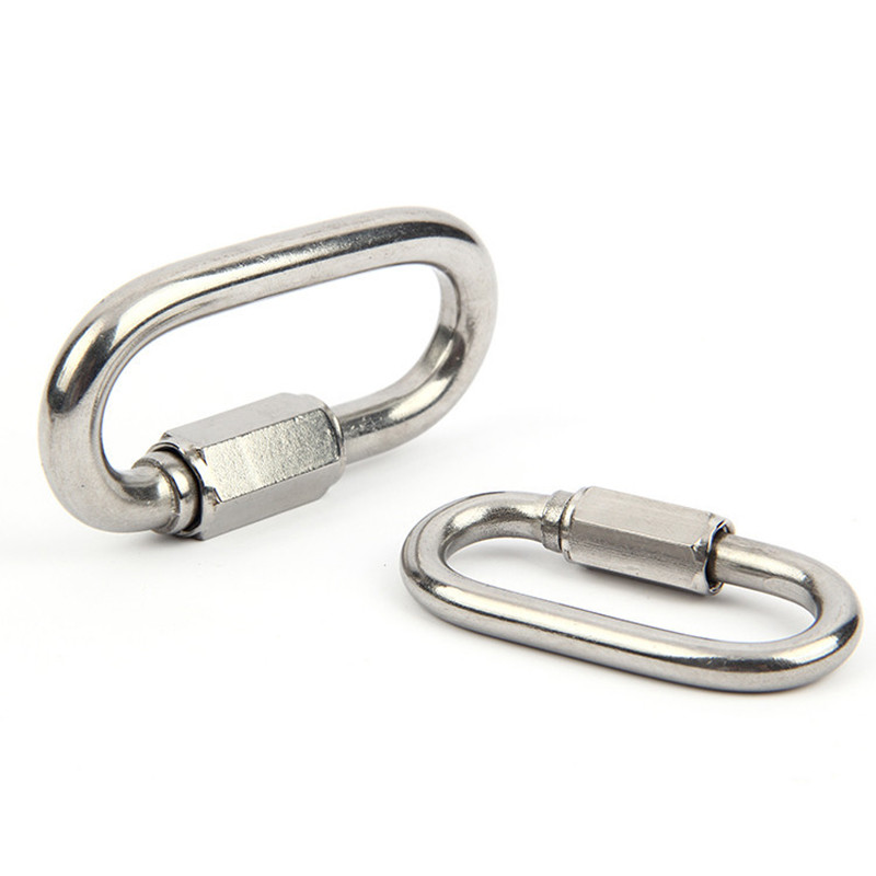 5db 304 rozsdamentes acél M3 M4 M5 kempingkapcsok Karabiner túlélve Csattal kültéri kapocs összekötő gyűrűk túrázási kellékek