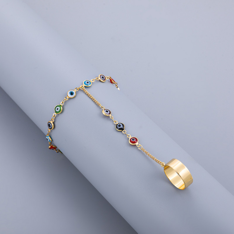 Turkijos Lucky Eye karoliukais papuoštos grandinėlės apyrankės pirštų žiedai moterims Mėlyna raudona Evil Eye Jungiamoji rankinė apyrankė Dovanos