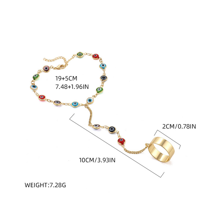 Turkijos Lucky Eye karoliukais papuoštos grandinėlės apyrankės pirštų žiedai moterims Mėlyna raudona Evil Eye Jungiamoji rankinė apyrankė Dovanos