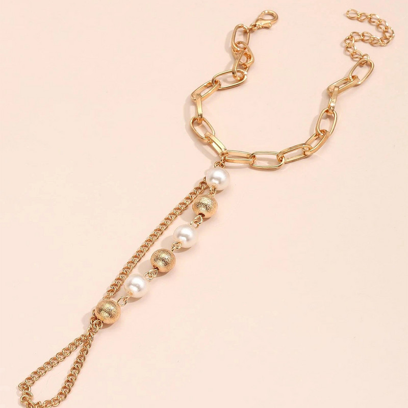 Šarm biserne perle spojene narukvice za prste ženski metalni ručni pojas lanac prsten modni nakit veleprodaja