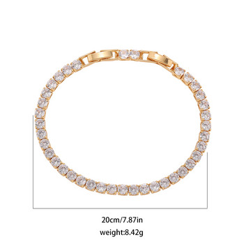 Луксозна кръгла кристална CZ тенис гривна гривна за жени Класически верижни гривни от неръждаема стомана Сватбена мода Бижута Подарък