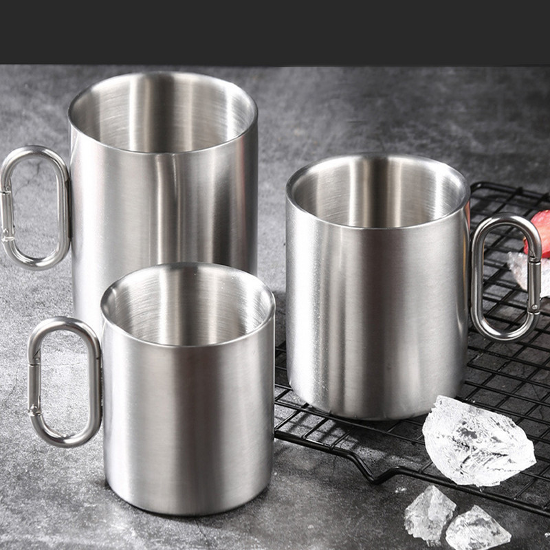 200 ml/300 ml/400 ml välikämpingu veetass roostevabast terasest kohvikruusi teetass karabiiniga käepidemega seljakotivarustuse jaoks