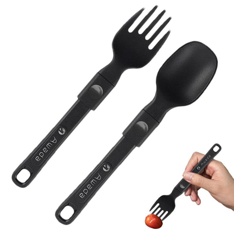 Saliekami saliekamie dakšas karotes trauki āra galda piederumi kempinga virtuves trauki viegli salokāmi galda piederumi kempinga piknikam pārgājieniem