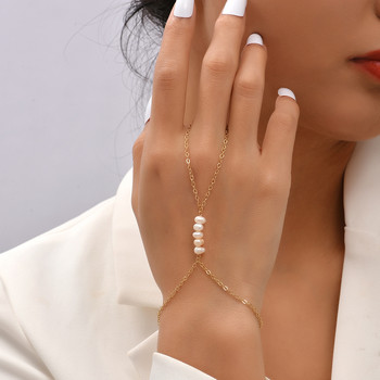 Boho Hand Harness Chain Jewelry Pearl Link Chain Connected Finger Ring Гривни за жени Charm Friendship двойка подарък