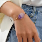 Varázslatos természetes kőből készült nyitott mandzsetta karkötők arany színű réz dróttal, szabálytalan kristály mandzsetta karkötők női vintage ékszerek