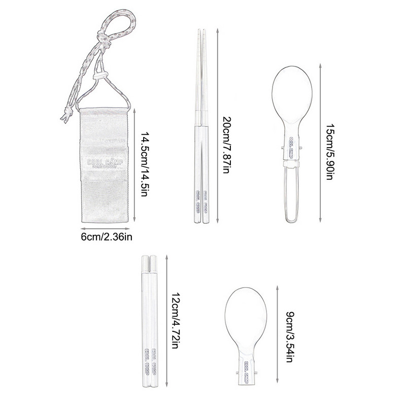 1 Komplekts Kempinga galda piederumi Pārnēsājami nerūsējošā tērauda galda piederumi Saliekamā karote Dakša Spork Irbulīši āra piknika galda piederumu komplekts