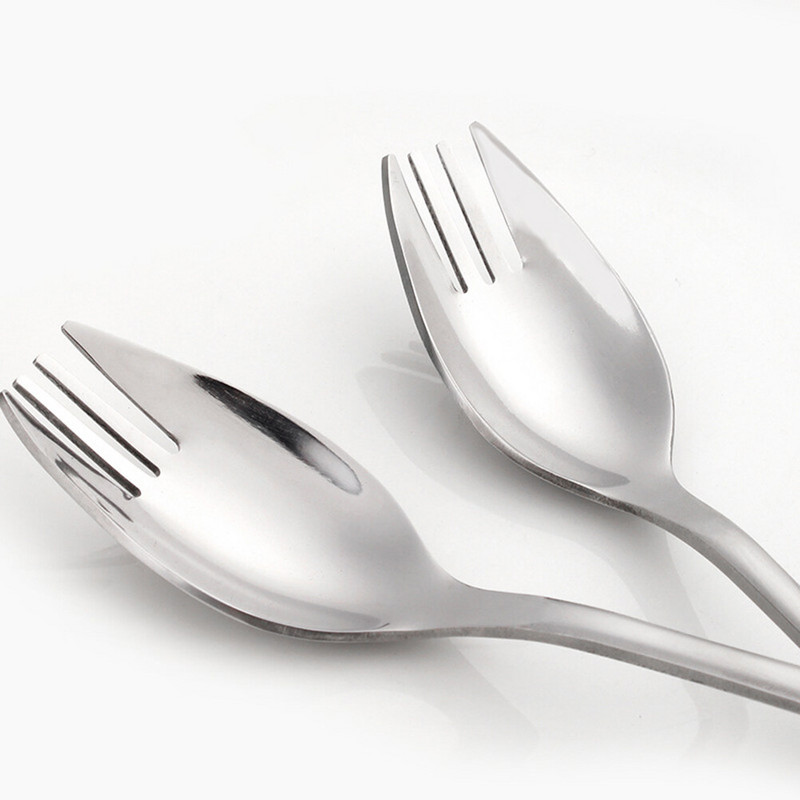 Kemping evőeszközök rozsdamentes acél Sporks kétcélú kanál desszert instant tészta piknik