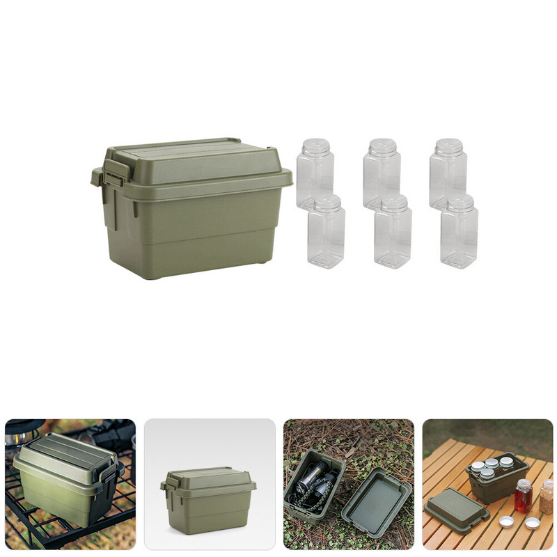 Brīvdabas ceļojumu grila komplekts kempings burkas konteineri komplekti atkārtoti lietojami grila piknika pudeļu plaukti