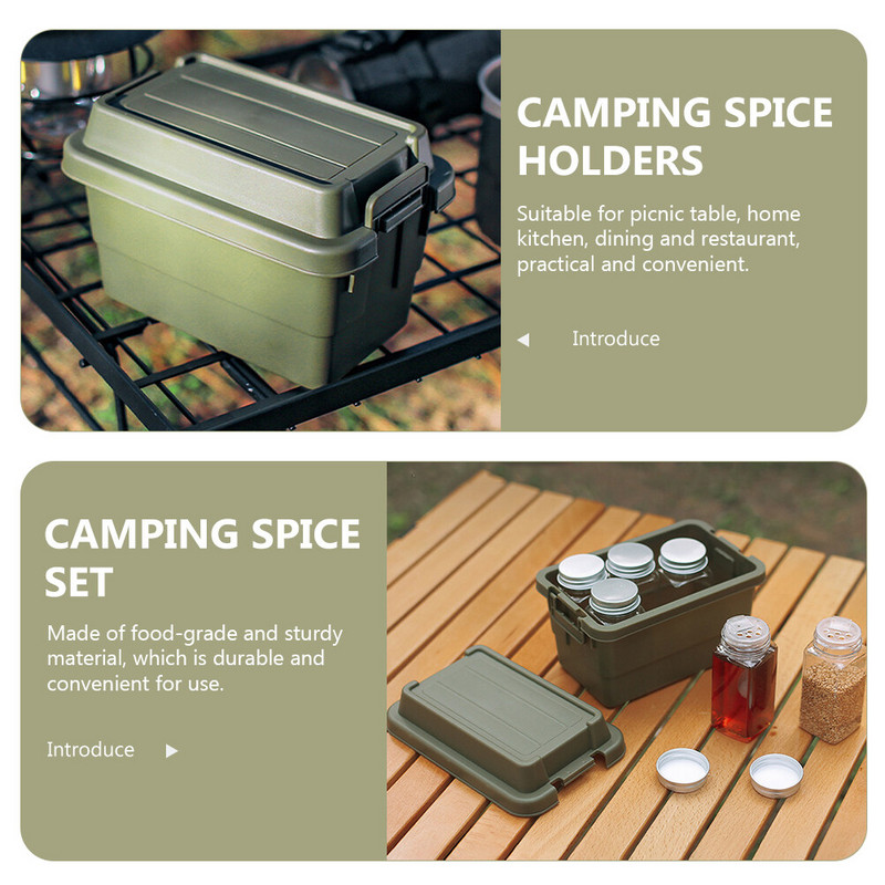 Brīvdabas ceļojumu grila komplekts kempings burkas konteineri komplekti atkārtoti lietojami grila piknika pudeļu plaukti