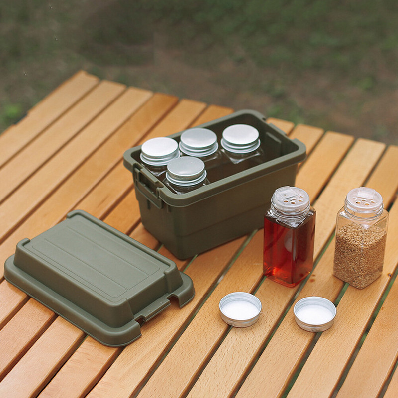 Brīvdabas ceļojumu grila komplekts kempings burkas konteineri komplekti atkārtoti lietojami grila piknika pudeļu plaukti