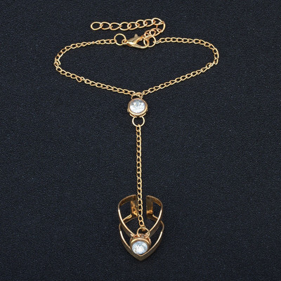 Bohemia Arm Link Ornaments Βραχιόλι με αλυσίδα Δαχτυλίδι δάχτυλο με βέλος για γυναίκες Κρυστάλλινες μεταλλικές αλυσίδες λουριά χεριών Κοσμήματα Δώρο