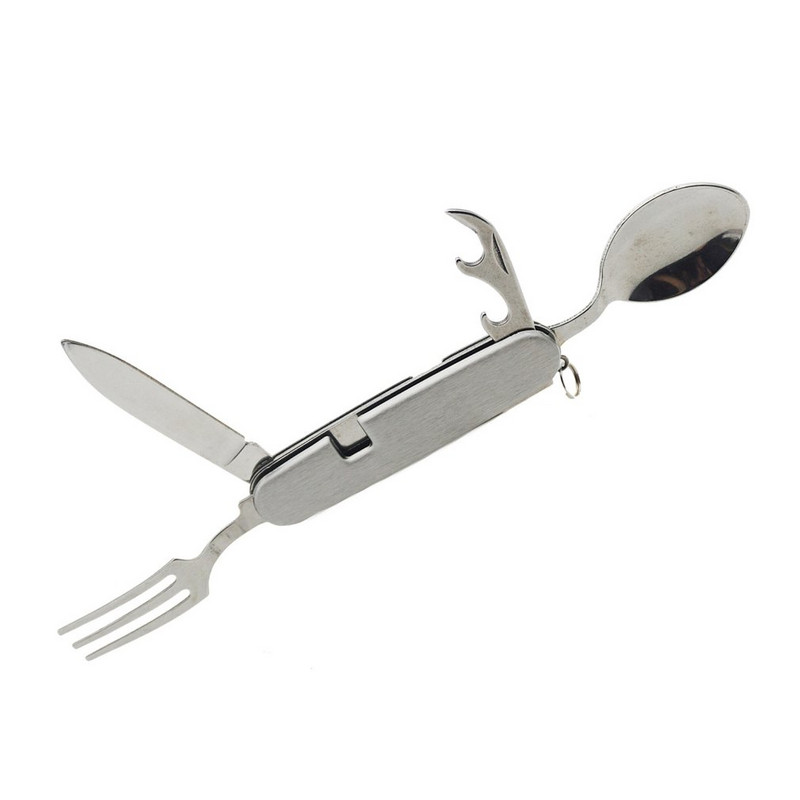 Mitme tööriistaga kaasaskantav piknikulaagri lusikas kokkuvolditav spork-kahvel sööginõud lauanõud nuga söögiriistad pudelipurgiavaja mitmeotstarbelised välitööriistad