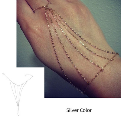 Modes šarms, daudzslāņu vara krelles, ķēde, kas savieno pirkstu gredzenus, rokassprādzes, rokassprādzes sievietēm, rotaslietas dāvanas