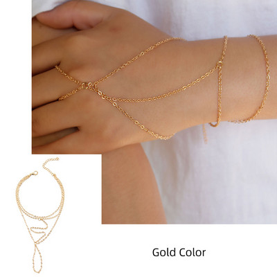 Modes šarms, daudzslāņu vara krelles, ķēde, kas savieno pirkstu gredzenus, rokassprādzes, rokassprādzes sievietēm, rotaslietas dāvanas