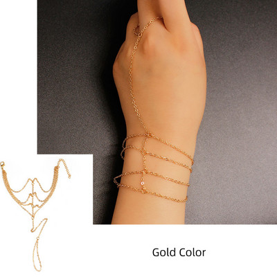 Modes šarms, daudzslāņu vara krelles, ķēde, kas savieno pirkstu gredzenus, rokassprādzes, rokassprādzes sievietēm, rotaslietas dāvanas