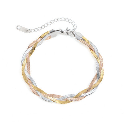 Jaunas modernas daudzslāņu plakanas skujiņas čūskas ķēdes rokassprādzes plakanas kubiešu ķēdes rokassprādzes vīriešiem sievietēm, nerūsējošā tērauda rotaslietas