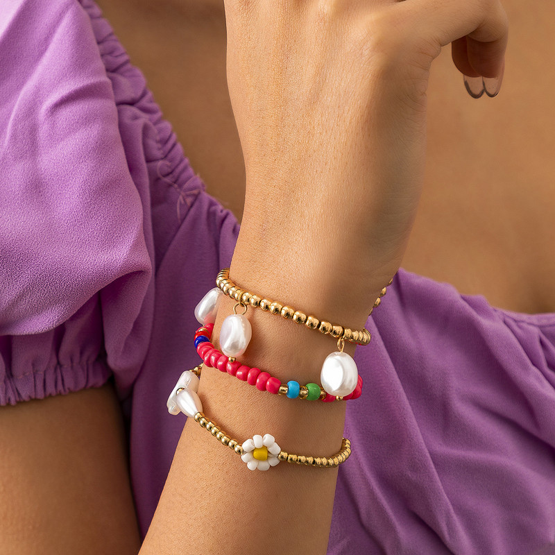 3gab./komplektā Krāsainas Sēklu Pērlīšu Rokassprādze Sievietēm Daudzslāņu Baroka Pērles Šarms Rokassprādzes Daudzslāņu Rokas Rotas 2021 Jaunums