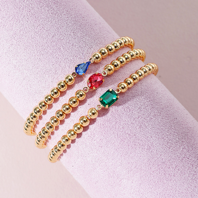 3vnt./rinkinys Nauja madinga įvairiaspalvė kristalinė geometrinė žavesio apyrankė moterims aukso spalvos karoliukų apyrankės Statement Juvelyrikos dovanos