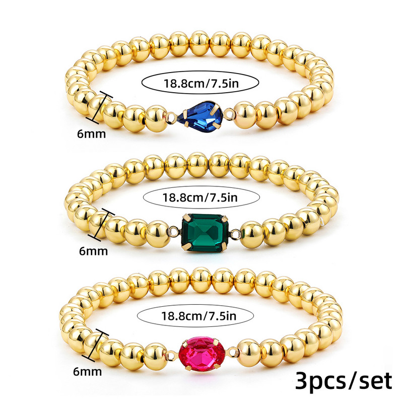 3vnt./rinkinys Nauja madinga įvairiaspalvė kristalinė geometrinė žavesio apyrankė moterims aukso spalvos karoliukų apyrankės Statement Juvelyrikos dovanos