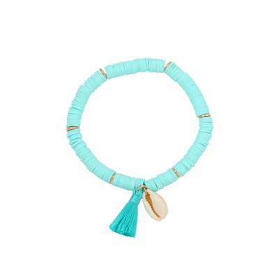 Bohēmijas etnisko gliemežvāku pušķu kuloni aproce sievietēm Krāsaini polimēru māla diski rokassprādze ballītei roku rotaslietas dāvanas