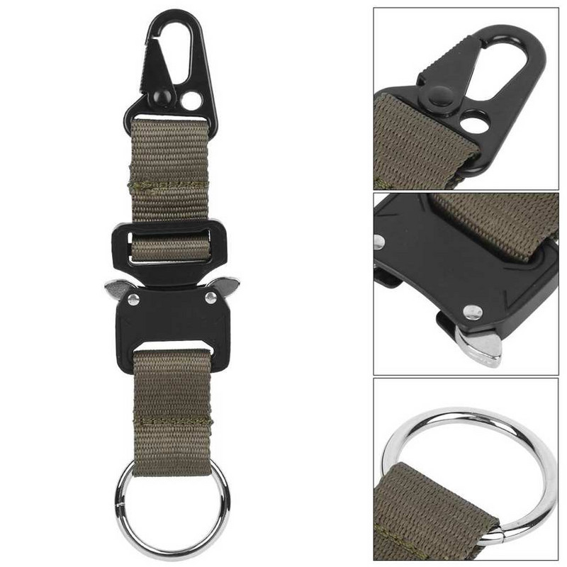 Āra kāpšanas āķa siksna neilona taktika, siksna, piekarināma sprādze, karabīne, cinka sakausējums, āra atslēgu piekariņš kāpšanas āķis