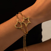 Új dizájn nyitható cirkon fém csattal rugós kapucsat szív csillag bájos karkötő női link lánc karkötők ékszerek