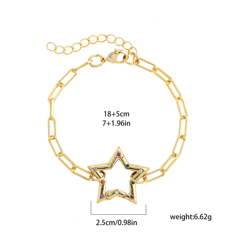 Új dizájn nyitható cirkon fém csattal rugós kapucsat szív csillag bájos karkötő női link lánc karkötők ékszerek