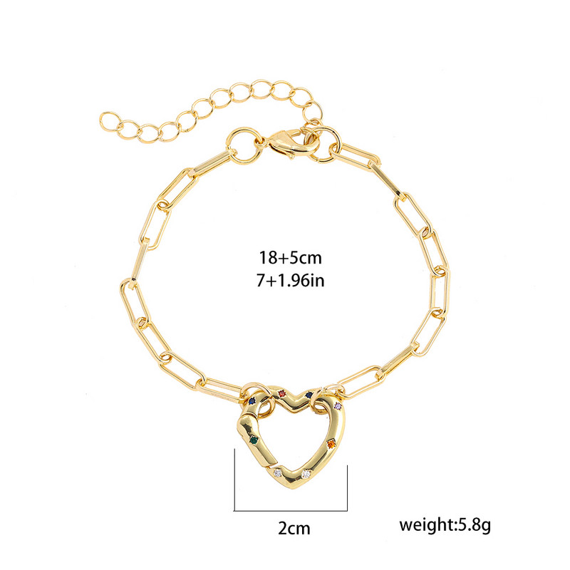 Új dizájn nyitható cirkon fém csattal rugós kapucsat szív csillag bájos karkötő női link lánc karkötők ékszerek
