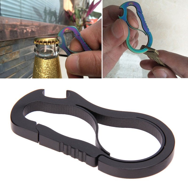 Titánötvözet karabiner kampó EDC mini sörnyitó kültéri karabiner fém gyorscsatos kulcstartó kemping hegymászó kiegészítők