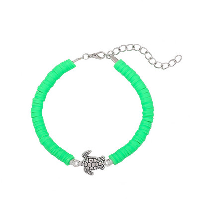 Vintažinės sidabrinės spalvos jūros vėžlio žavesio apyrankė moterims Boho polimerinio molio diskinės apyrankės moteriškos rankų darbo papuošalų aksesuaras