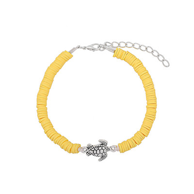 Vintažinės sidabrinės spalvos jūros vėžlio žavesio apyrankė moterims Boho polimerinio molio diskinės apyrankės moteriškos rankų darbo papuošalų aksesuaras