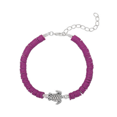 Vintažinės sidabrinės spalvos jūros vėžlio žavesio apyrankė moterims Boho polimerinio molio diskinės apyrankės moteriškos rankų darbo papuošalų aksesuaras