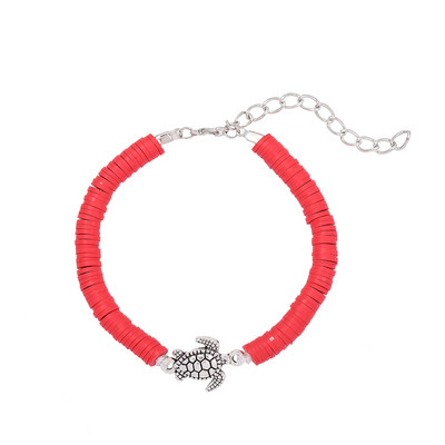 Vintažinės sidabrinės spalvos jūros vėžlio žavesio apyrankė moterims Boho polimerinio molio diskinės apyrankės moteriškos rankų darbo papuošalų aksesuaras