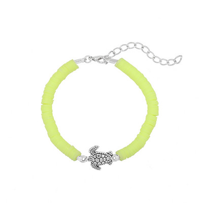 Vintažinės sidabrinės spalvos jūros vėžlio žavesio apyrankė moterims Boho polimerinio molio diskinės apyrankės moteriškos rankų darbo papuošalų aksesuaras