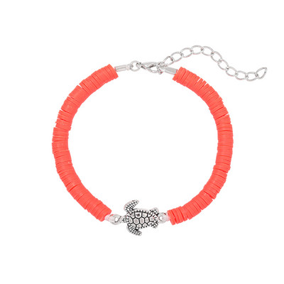 Vintažinės sidabrinės spalvos jūros vėžlio žavesio apyrankė moterims Boho polimerinio molio diskinės apyrankės moteriškos rankų darbo papuošalų aksesuaras