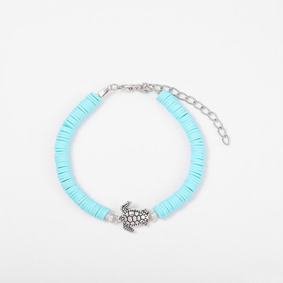 Vintažinės sidabrinės spalvos jūros vėžlio žavesio apyrankė moterims Boho polimerinio molio diskinės apyrankės moteriškos rankų darbo papuošalų aksesuaras