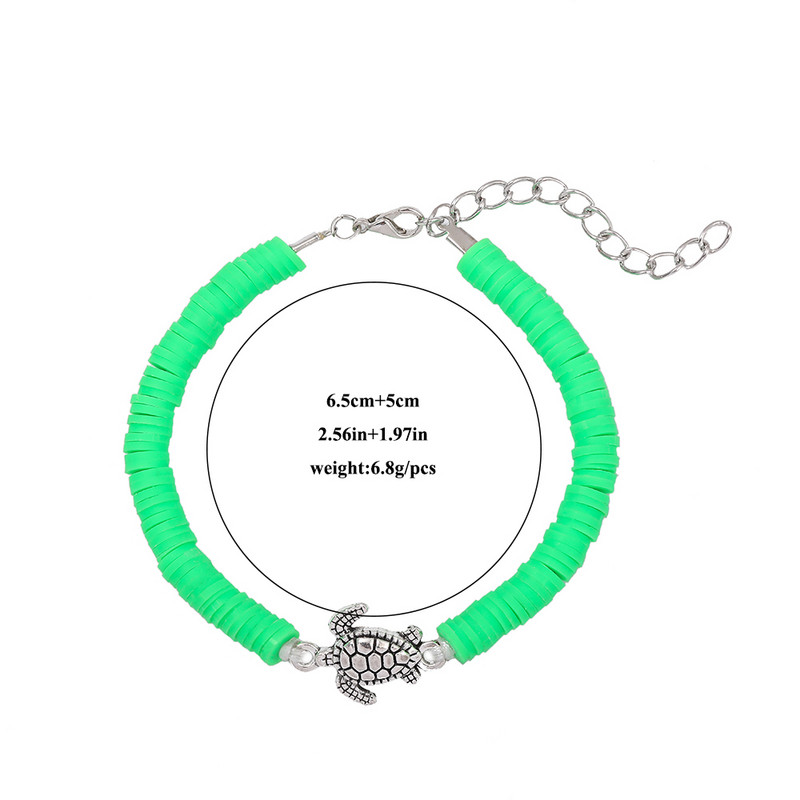 Vintažinės sidabrinės spalvos jūros vėžlio žavesio apyrankė moterims Boho polimerinio molio diskinės apyrankės moteriškos rankų darbo papuošalų aksesuaras