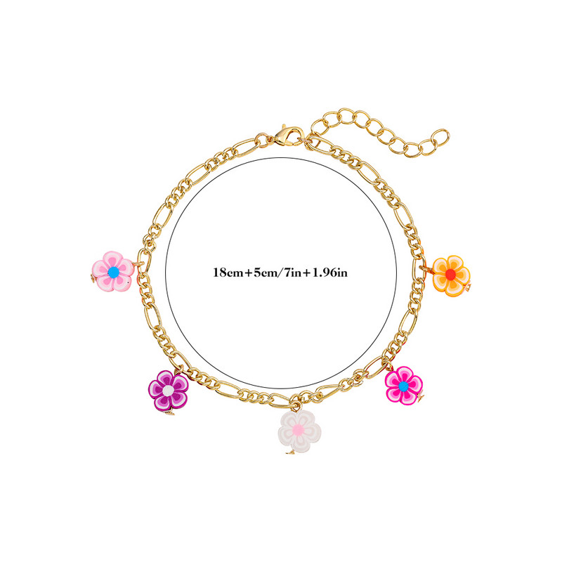 Egyedi tervezésű Boho polimer agyag virágos gyöngyös karkötő női lányoknak, állítható elasztikus gyöngy utánzatú karkötő ékszer