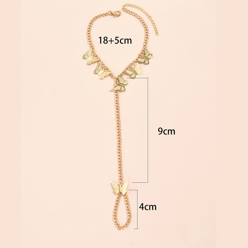 Jauna dizaina tauriņu rokassprādzes savienoti savienojošie pirkstu gredzeni rokas zirglietas rokassprādzes sievietēm šarmu ķēdes roku rotaslietas