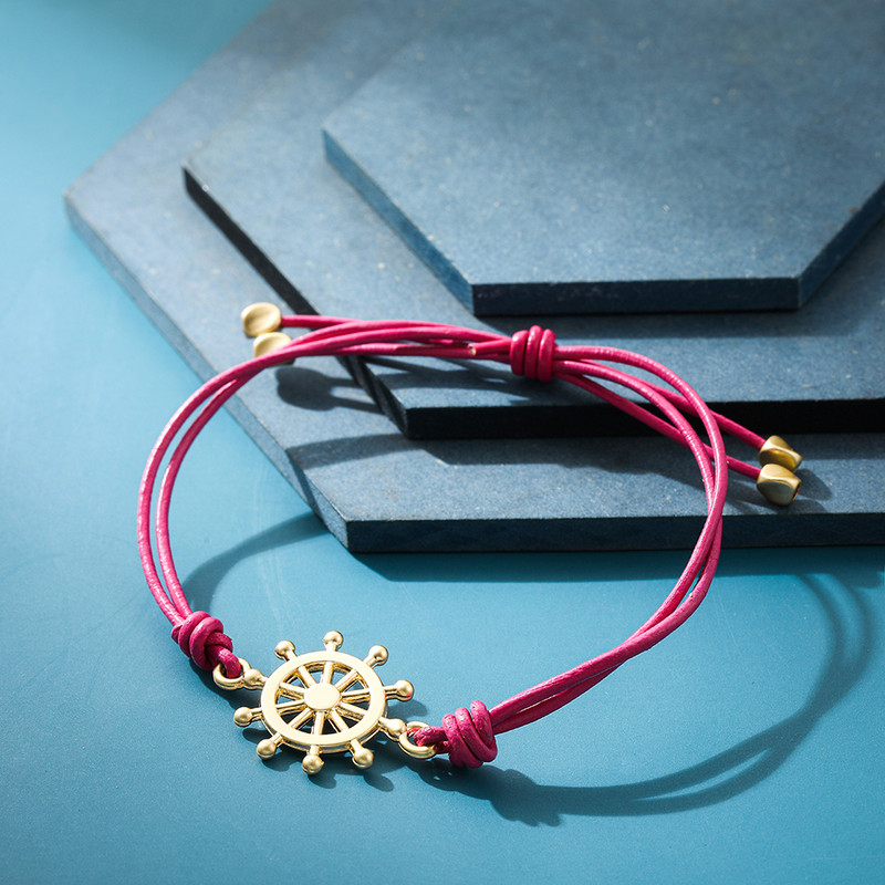 Vintage boho ručno rađena narukvica od pletenice od kožnog užeta za muškarce Šarm za parove Podesiva manšeta Nada Kormilo Narukvice Nakit za plažu Poklon