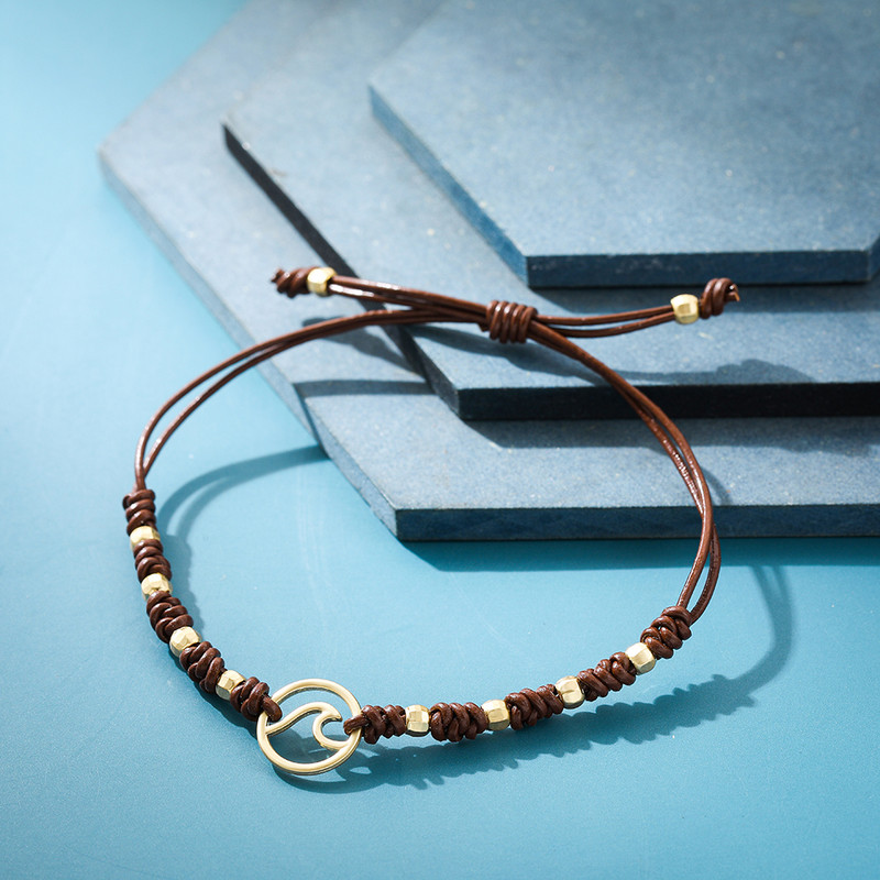 Vintage boho ručno rađena narukvica od pletenice od kožnog užeta za muškarce Šarm za parove Podesiva manšeta Nada Kormilo Narukvice Nakit za plažu Poklon