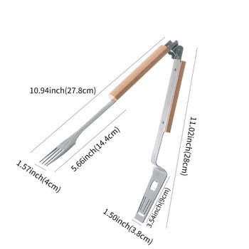 Преносима щипка за готвене на открито Разглобяема шпатула и вилици Щипки за храна от неръждаема стомана Скоба за пържоли за барбекю Пътни консумативи
