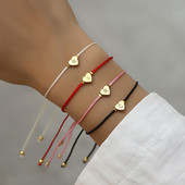 Jauna nerūsējošā tērauda sirds AZ burtu rokassprādze sievietēm, ar rokām austa, regulējama krāsaina virves šarmu rokassprādze sievietēm rotaslietas dāvana