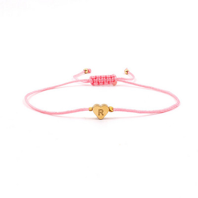 Jauna nerūsējošā tērauda sirds AZ burtu rokassprādze sievietēm, ar rokām austa, regulējama krāsaina virves šarmu rokassprādze sievietēm rotaslietas dāvana