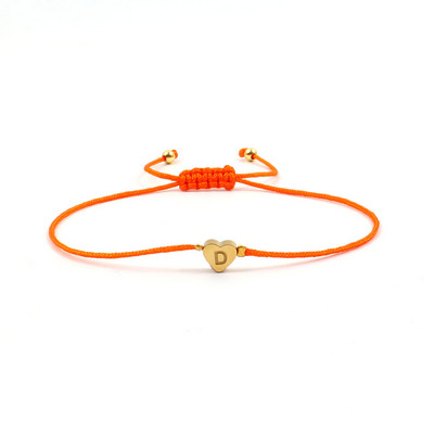 Jauna nerūsējošā tērauda sirds AZ burtu rokassprādze sievietēm, ar rokām austa, regulējama krāsaina virves šarmu rokassprādze sievietēm rotaslietas dāvana