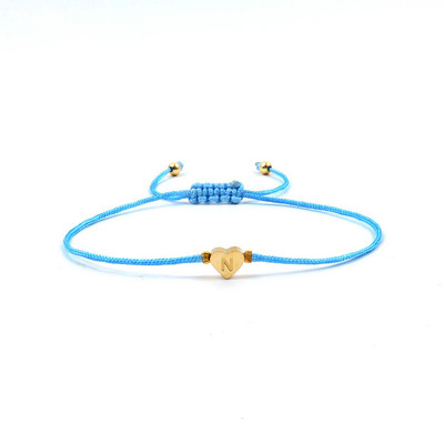 Jauna nerūsējošā tērauda sirds AZ burtu rokassprādze sievietēm, ar rokām austa, regulējama krāsaina virves šarmu rokassprādze sievietēm rotaslietas dāvana