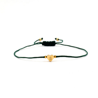 Jauna nerūsējošā tērauda sirds AZ burtu rokassprādze sievietēm, ar rokām austa, regulējama krāsaina virves šarmu rokassprādze sievietēm rotaslietas dāvana