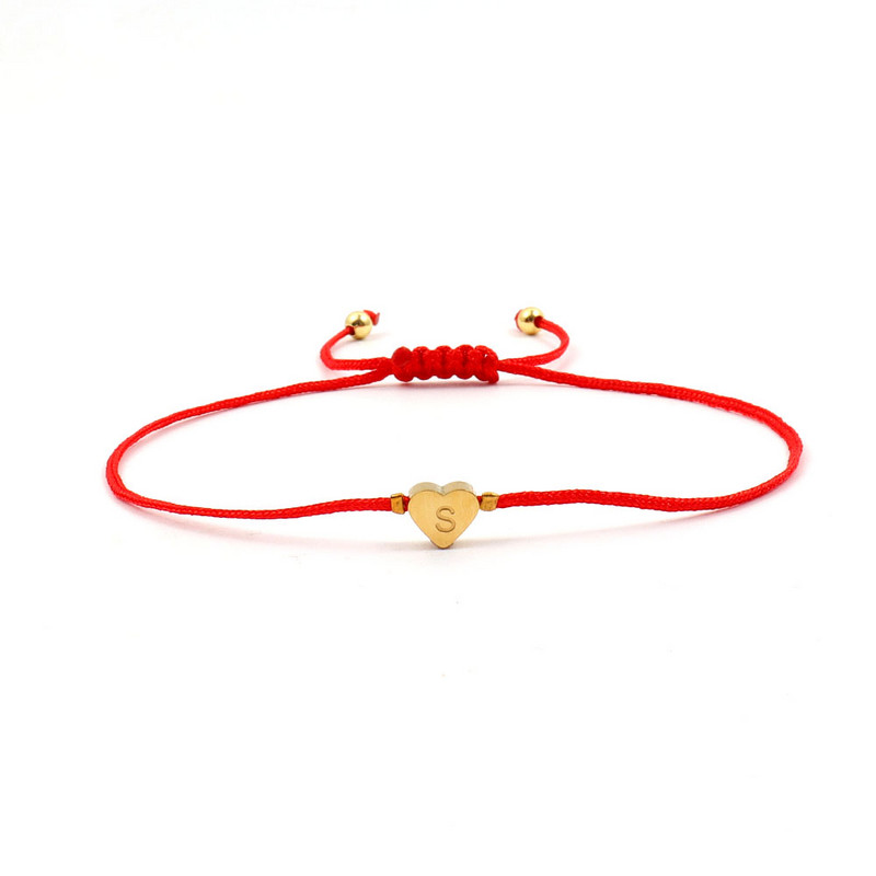 Jauna nerūsējošā tērauda sirds AZ burtu rokassprādze sievietēm, ar rokām austa, regulējama krāsaina virves šarmu rokassprādze sievietēm rotaslietas dāvana