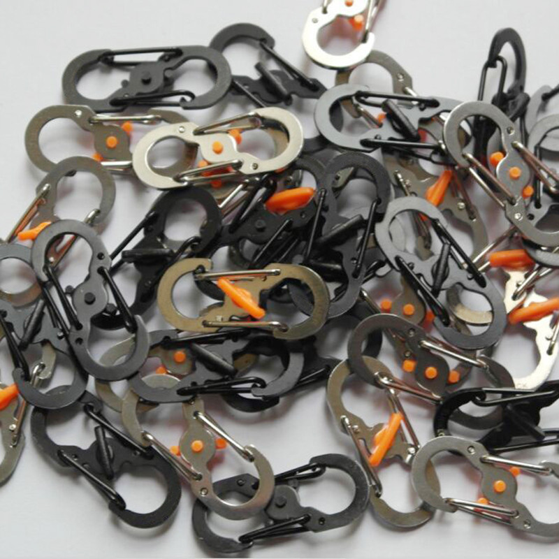 5 vnt. lauko kempingas S tipo karabinai su užraktu mini raktų pakabukų kabliukais nuo vagysčių kelionės laipiojimo kuprinės sagties raktų-užrakinimo įtaisai