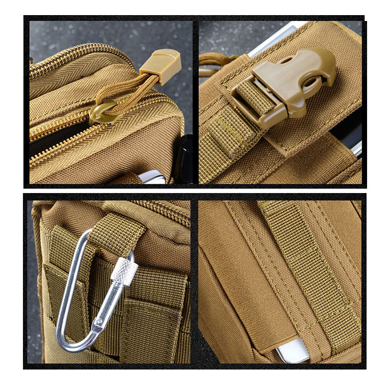 Férfi deréktáska, sport vízálló taktikai táska, vadászöv, mobiltelefon-tároló, utazási eszközök